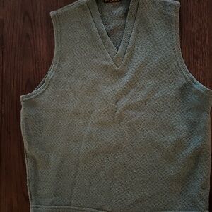 USA Shannon and Johnson bluish green Wool V-Neck Knit Sweater with Ribbed Edging